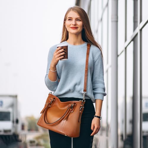 Genuine Leather Tote Shoulder Bag Satchel Purse Top Handle Hobo Crossbody Purse V6013