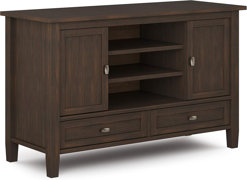 47 inch Wide Rustic Natural Aged Brown Solid Wood TV Media Stand J532