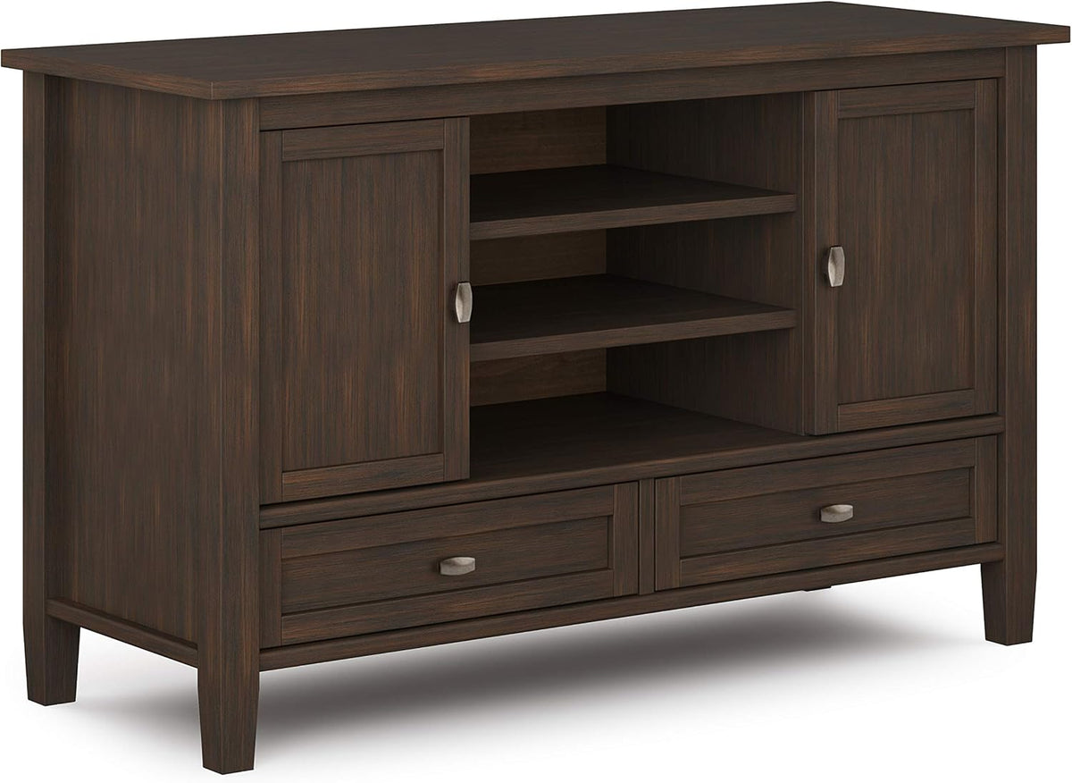 47 inch Wide Rustic Natural Aged Brown Solid Wood TV Media Stand J532