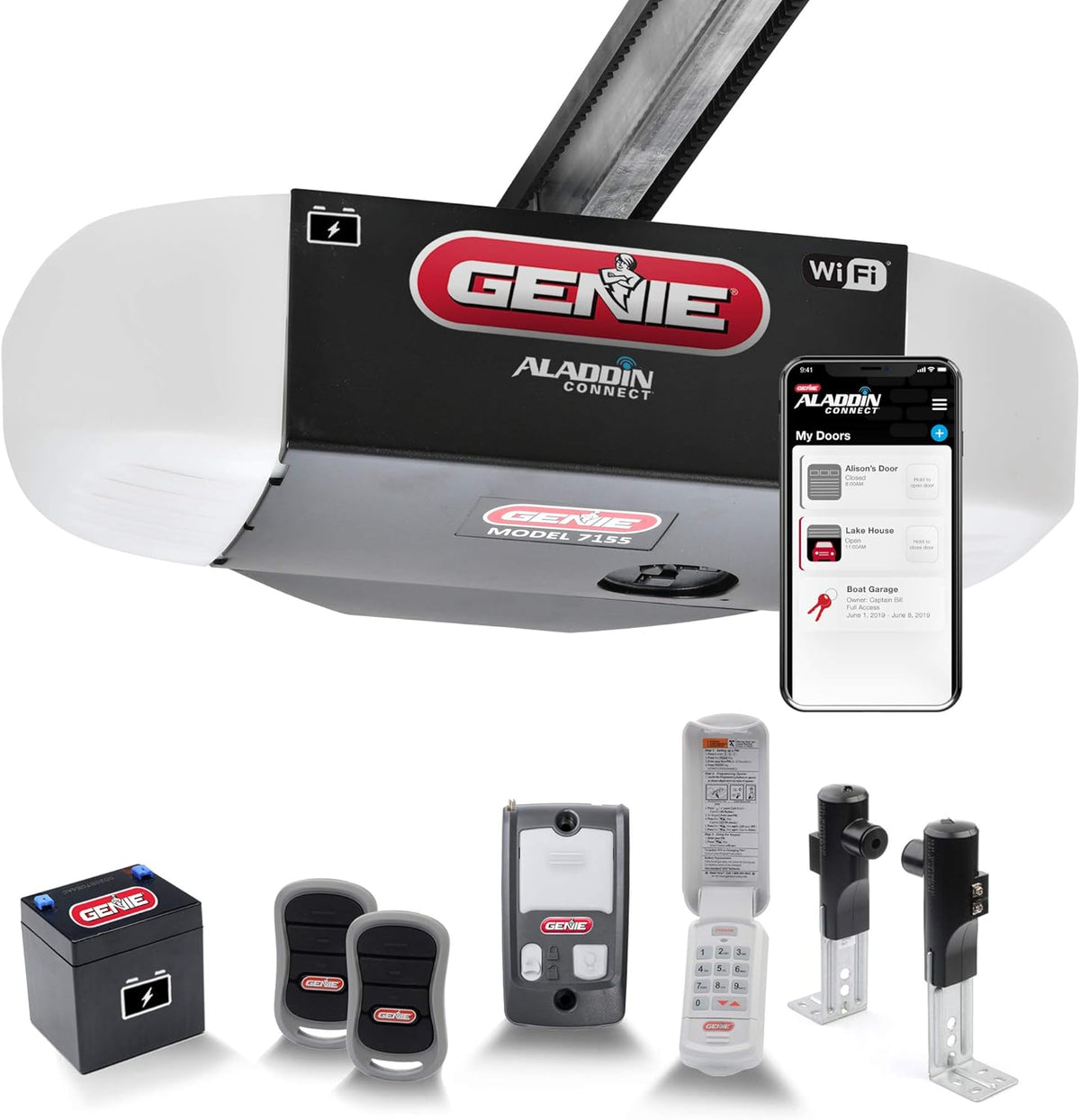 Smart Garage Door Opener with WiFi and Battery Backup, 2 Pack LED Light Bulb 4000K C326