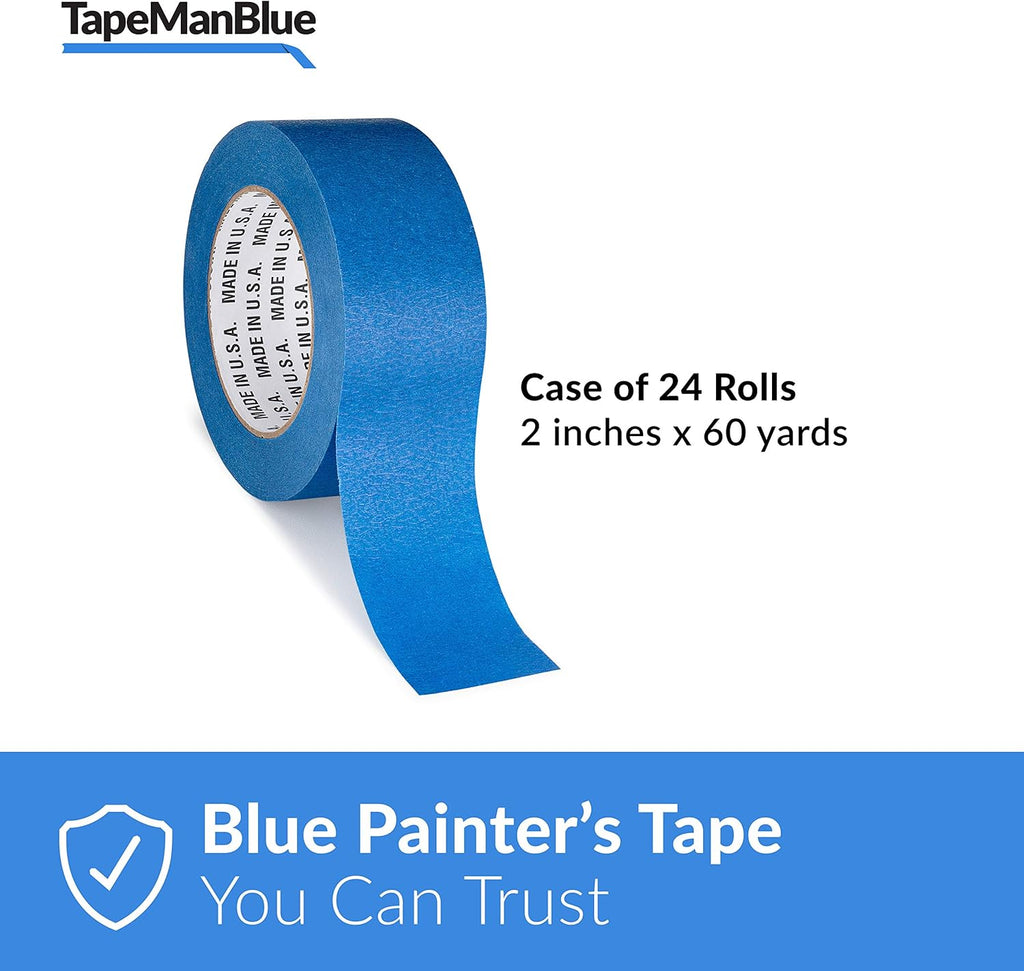 Blue Painters Tape, 2 inch x 60 Yards, Case of 24 Rolls B2466