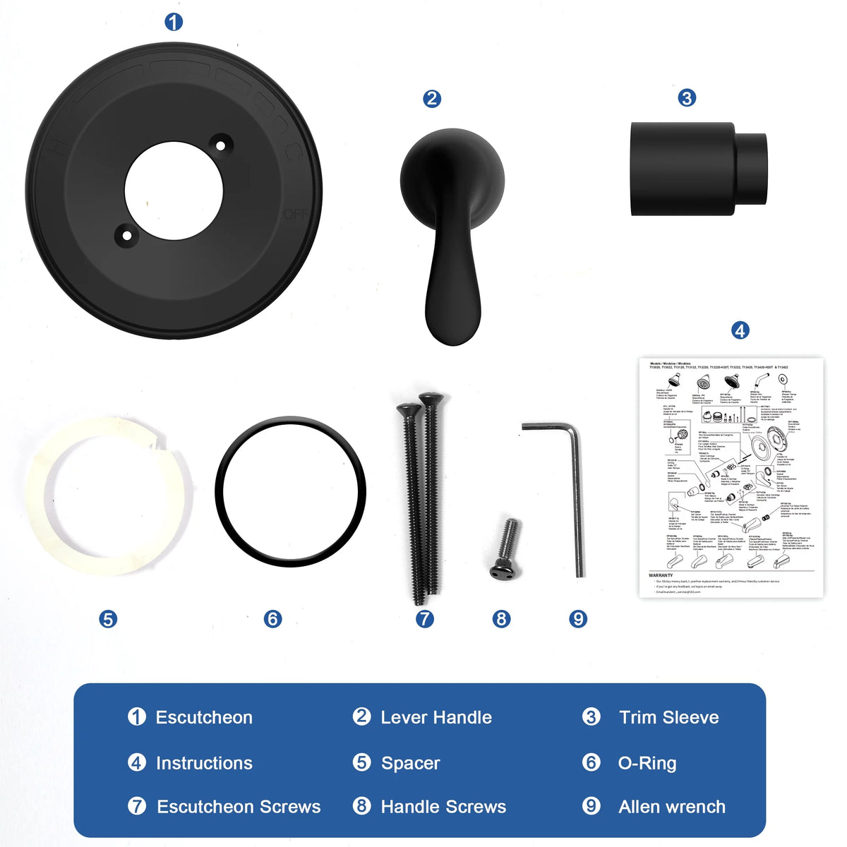 Matte Black Single-Function Shower Valve Trim Kit H7368