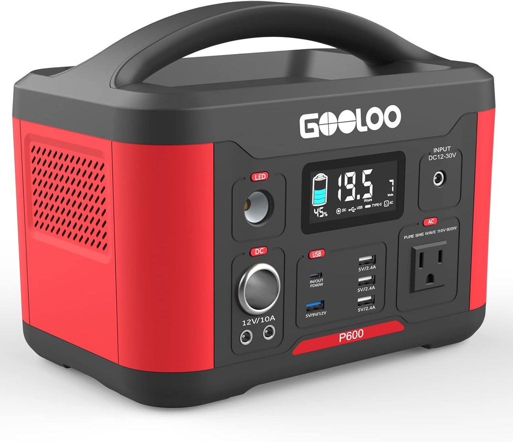 Portable Power Station 626Wh 600W AC Outlets Lithium Battery Y529