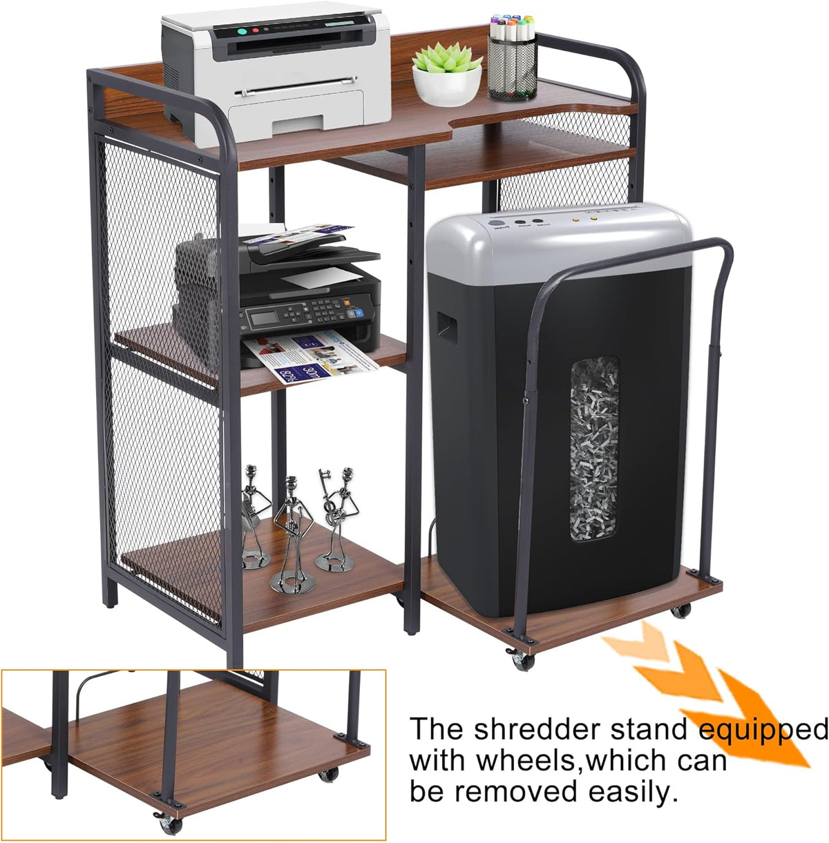 Printer Stand with Storage, 3 Tier Printer Table with Adjustable Storage Rack J5938