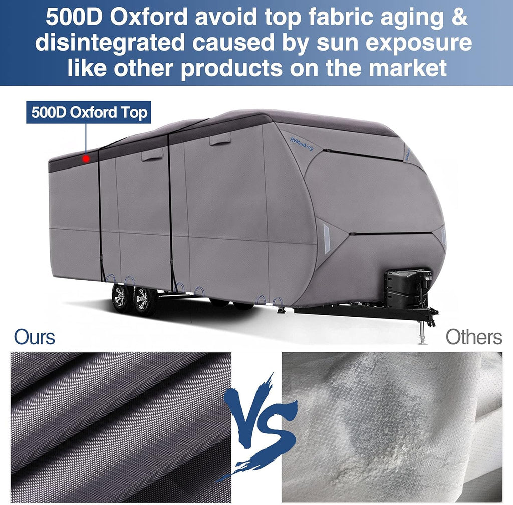 Waterproof 500D Travel Trailer Cover with 4 Tire Covers U789