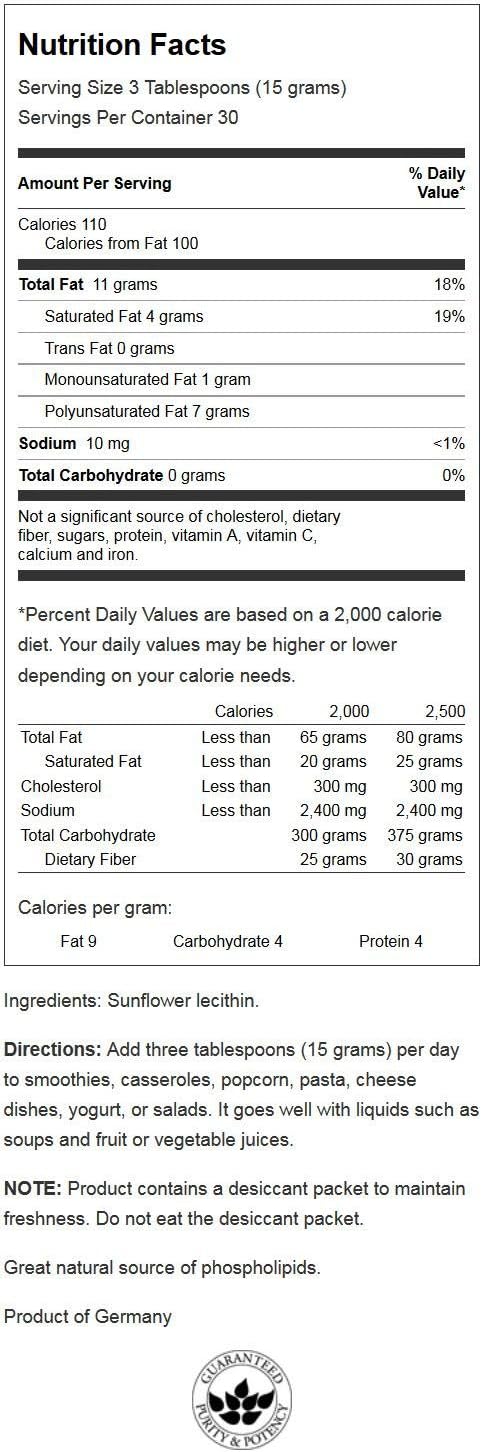 Non-GMO Sunflower Lecithin Powder 16 Ounce V81660