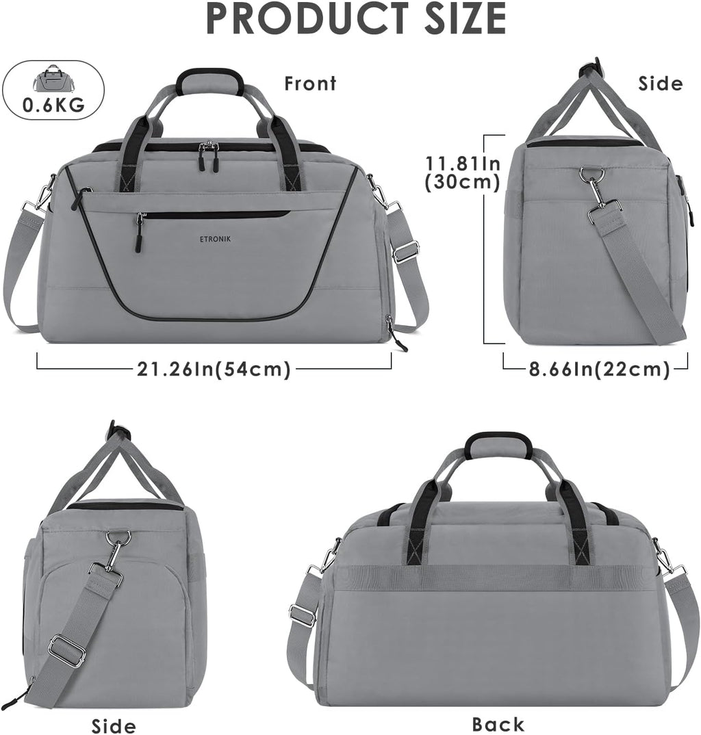 Grey Gym Duffle Bag with Lock and Shoe Compartment R271