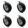 12x22 Pneumatic Swivel Caster Set of 4 Black Rubber Wheel V519835