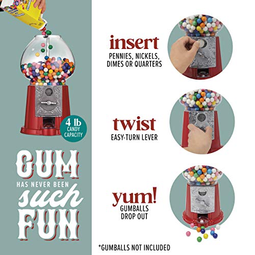 15 Inch Candy Dispenser with Stand Durable Aluminum Frame Includes 2lbs Bag of Gumballs 0.62 Inch Gumballs P358217