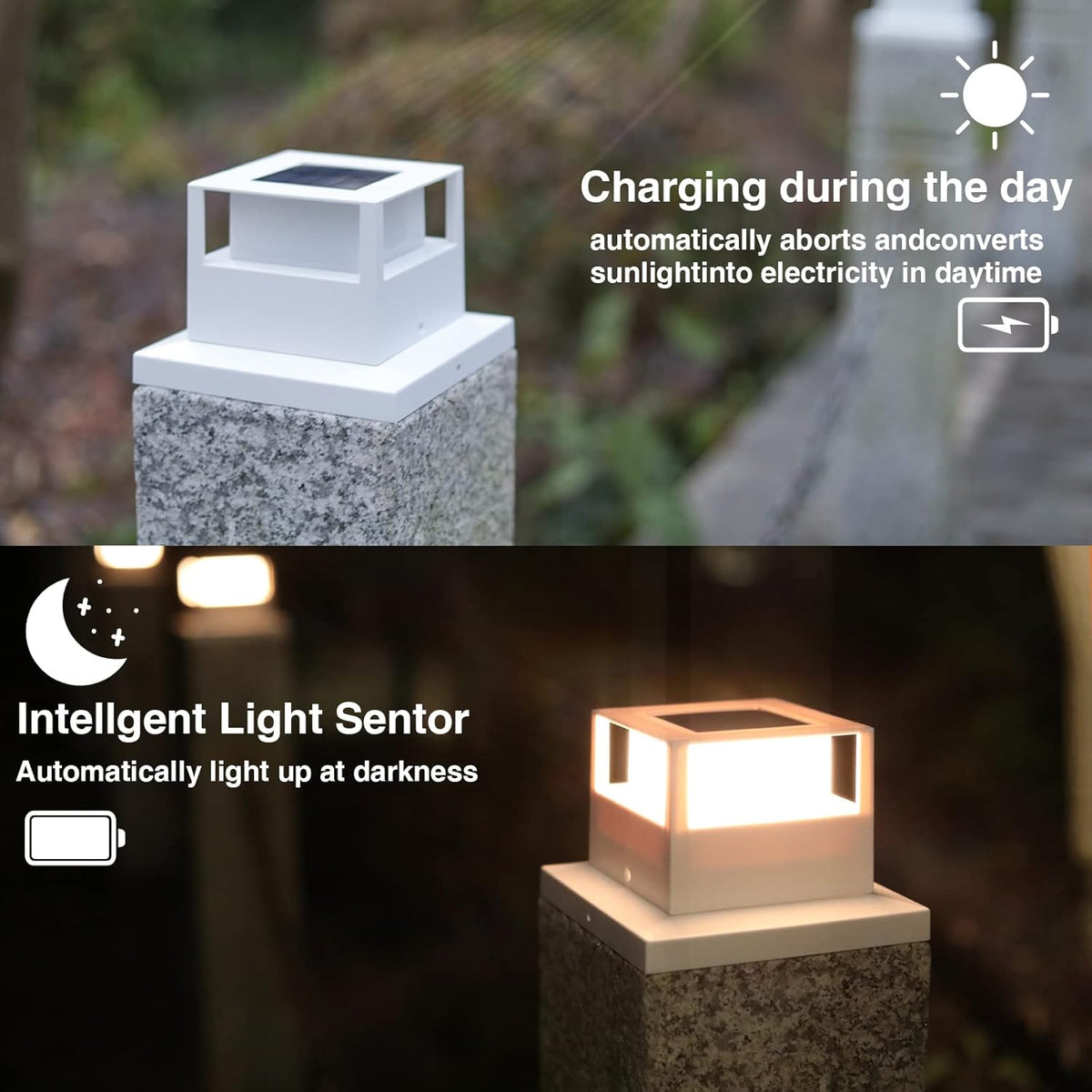 6 Pack White Solar Post Cap Lights W63944