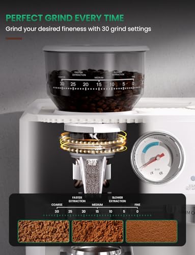 Stainless Steel Dual-Boiler Espresso Machine with Grinder J1129
