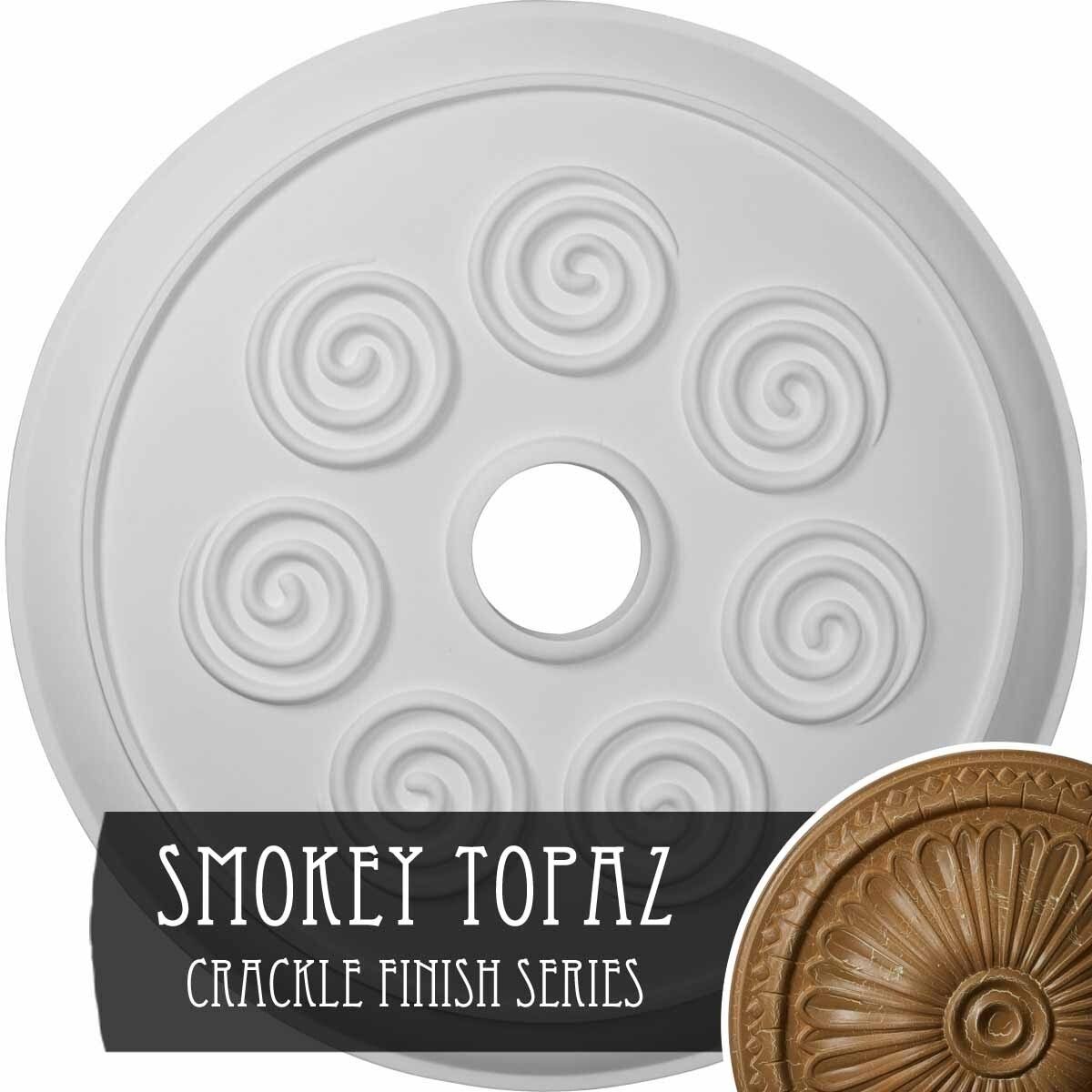 Spiral Ceiling Medallion Hand-Painted Smokey Topaz Crackle B4888