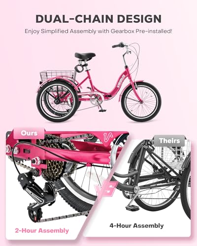 20 inch 7 Speed Folding Adult Tricycle with Dual Chain E3144