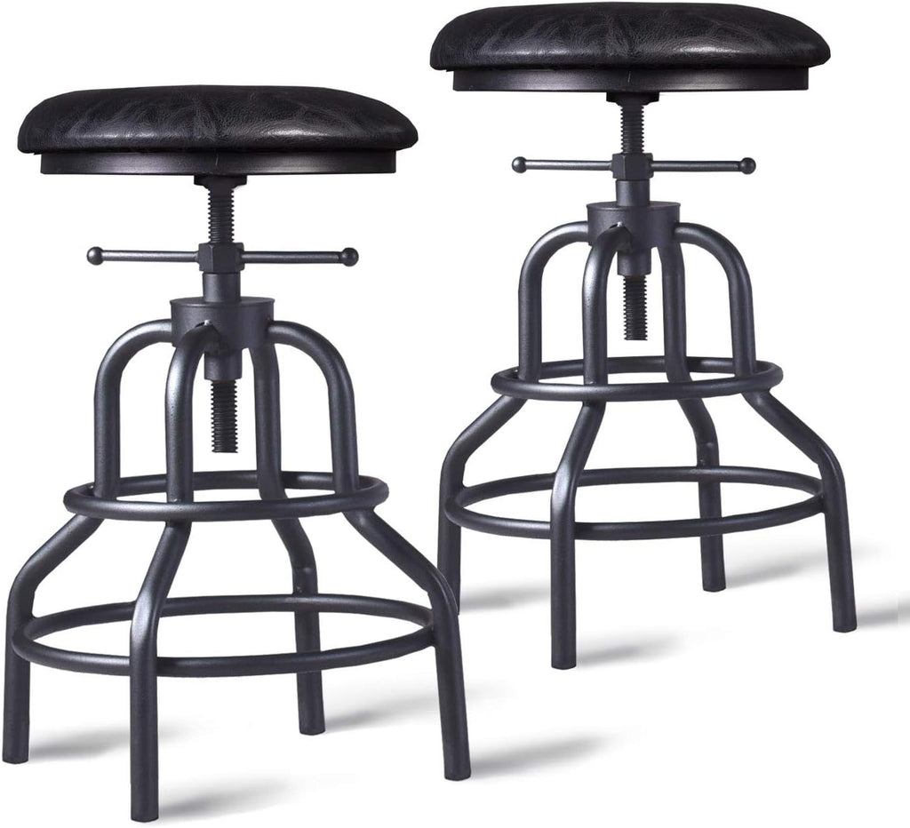 Adjustable Swivel Metal Bar Stool Set of 2 E6956