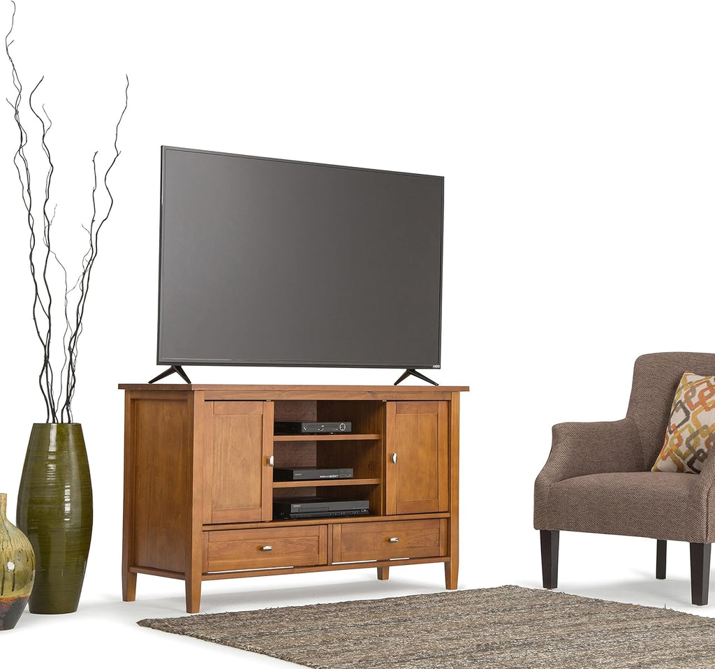 47 inch Wide Rustic Natural Aged Brown Solid Wood TV Media Stand J532