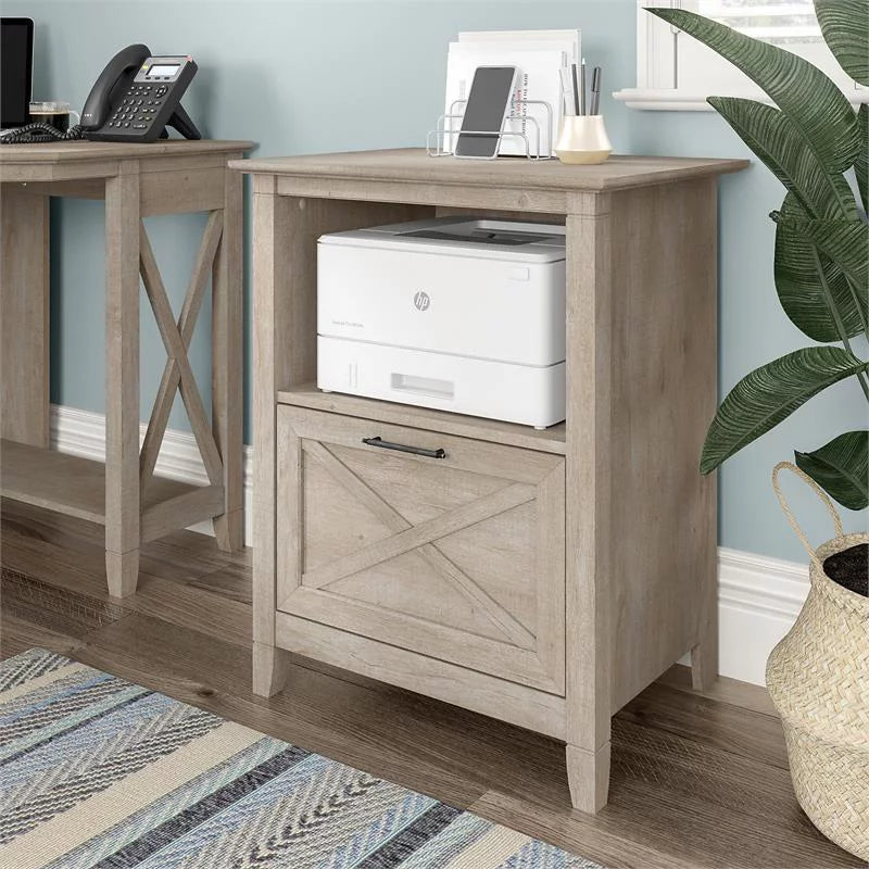 Washed Gray Lateral File Cabinet with Shelf U328844