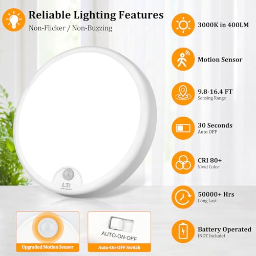 2-Pack Battery Operated Motion Sensor LED Ceiling Lights 3000K 400LM Y216200