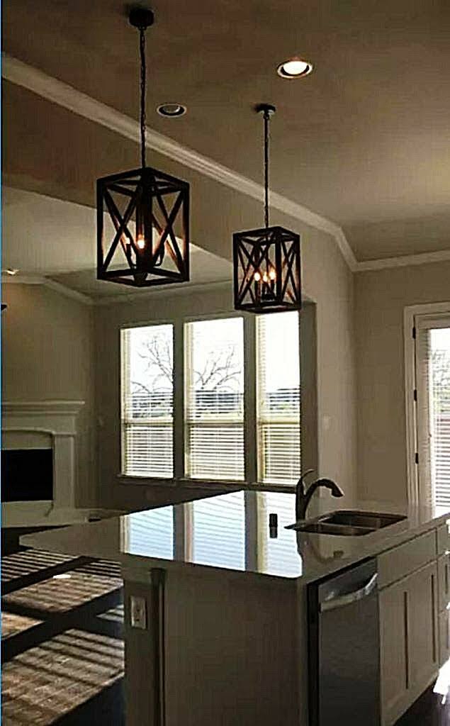 Square Wood & Iron 4-Light Chandelier E846347