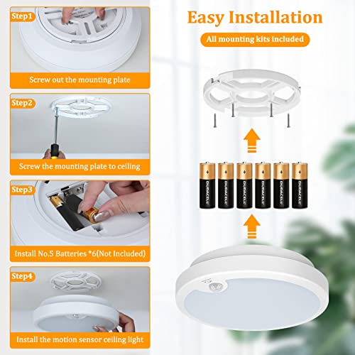 2-Pack Battery Operated Motion Sensor LED Ceiling Lights 3000K 400LM Y216200
