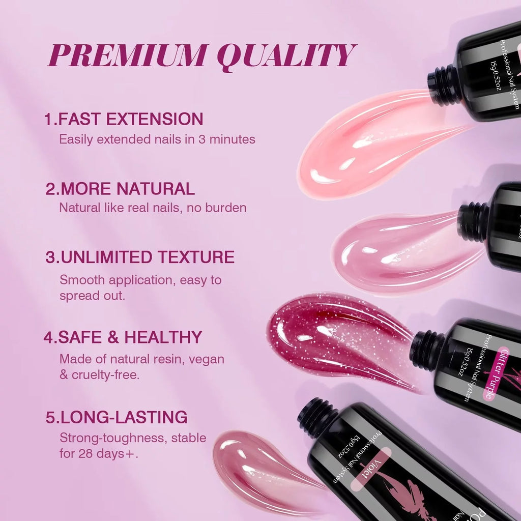 6 Colors Poly Extension Gel Nail Kit with Nail Lamp O903