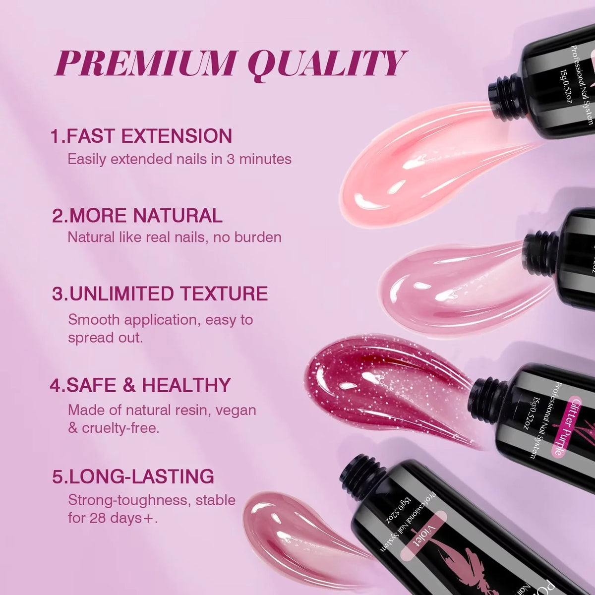 6 Colors Poly Extension Gel Nail Kit with Nail Lamp O903