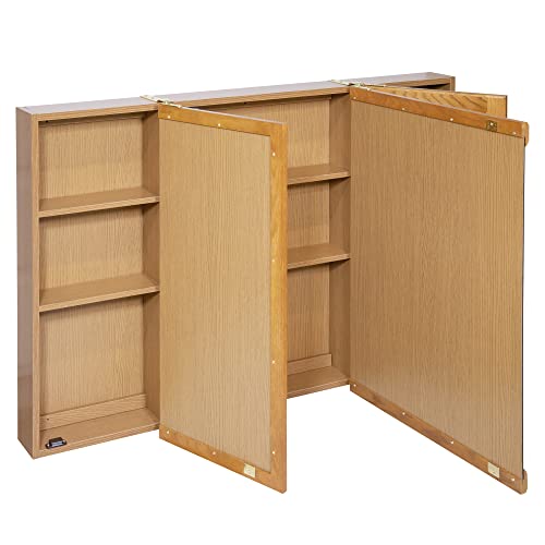 Nutmeg Oak Assembled Frame Bathroom Wall Cabinet with Mirrored Doors, 36" Z6450