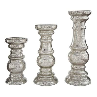 3 Piece Glass Floor Candlestick Set C682