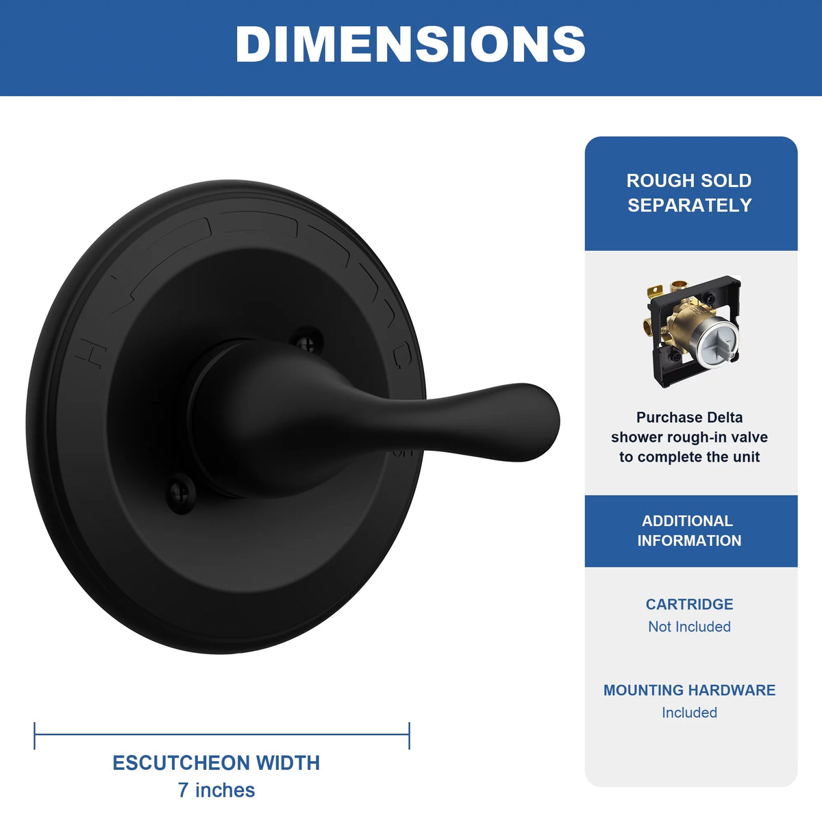 Matte Black Single-Function Shower Valve Trim Kit H7368