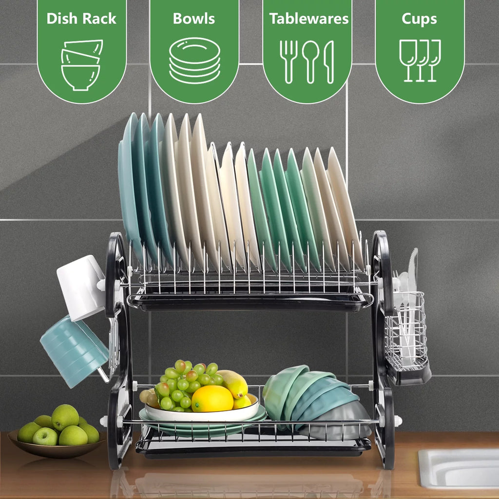 Black 2-Tier Dish Drainer S923