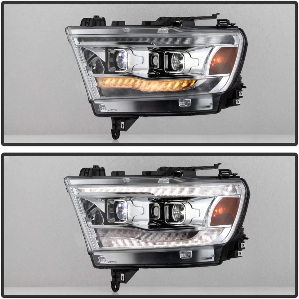 Chrome LED DRL Sequential Signal Dual Projector Headlights Q2135