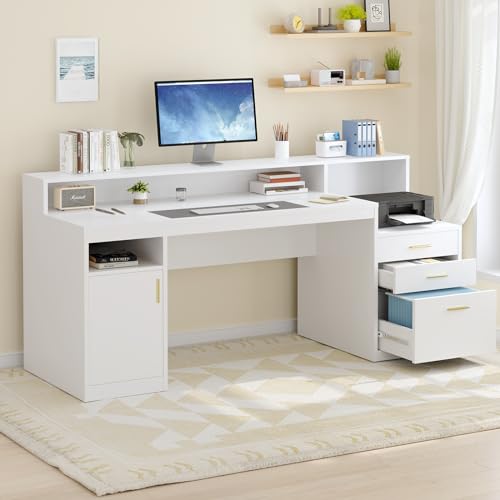Black Computer Desk with 3 Drawer and Storage Shelves K2916