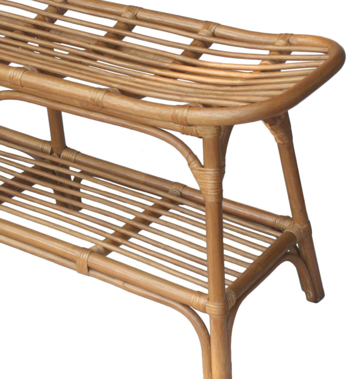 Rattan Bench with Shelf C5857