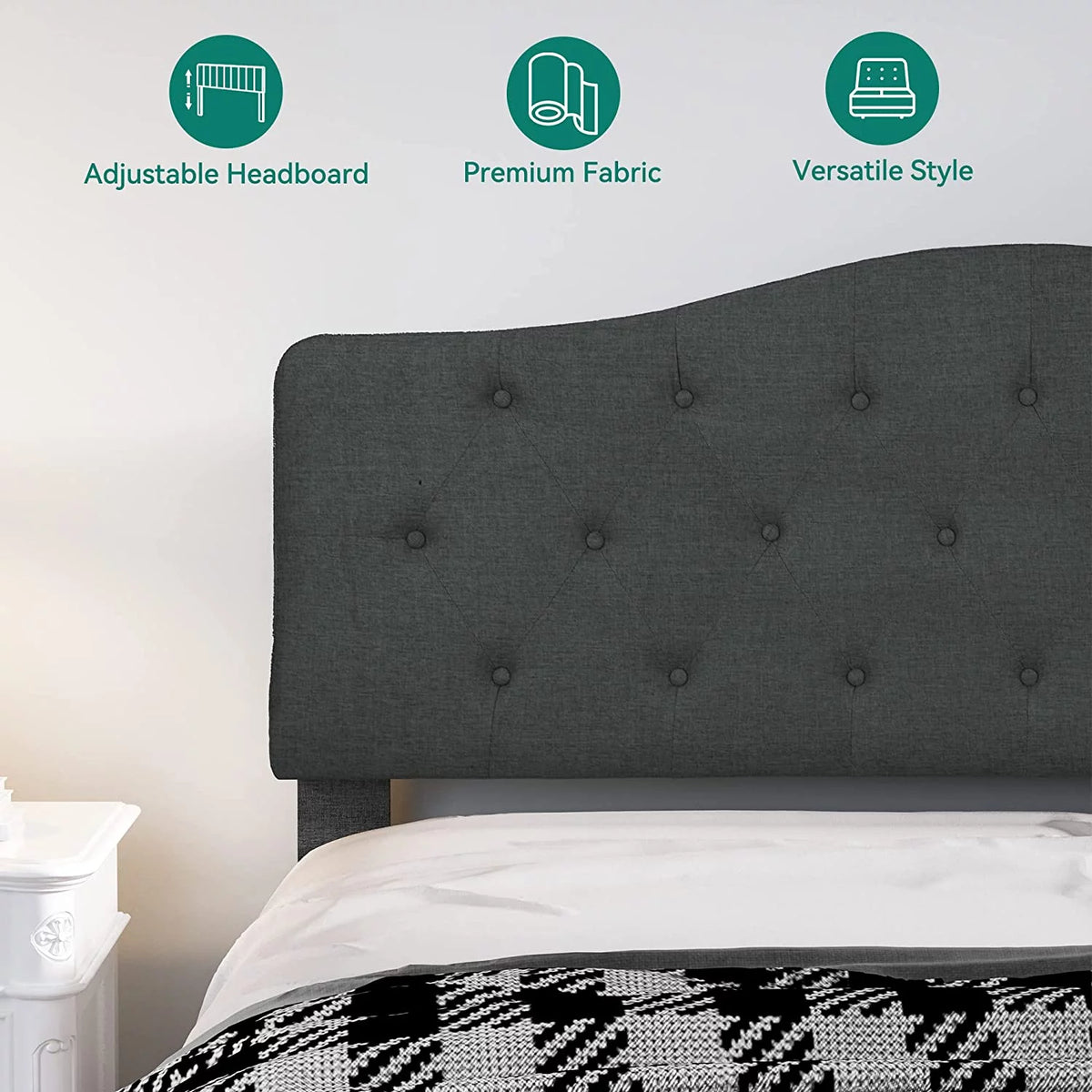 Grey Linen Tufted Upholstered Headboard L13827
