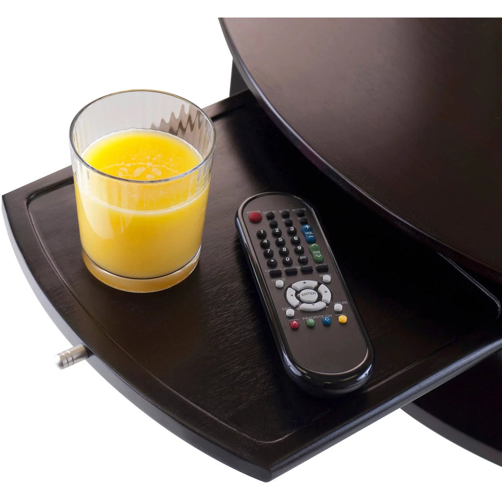 Espresso Finish Round Wood Coffee Table with Pull-Out Tray A4038