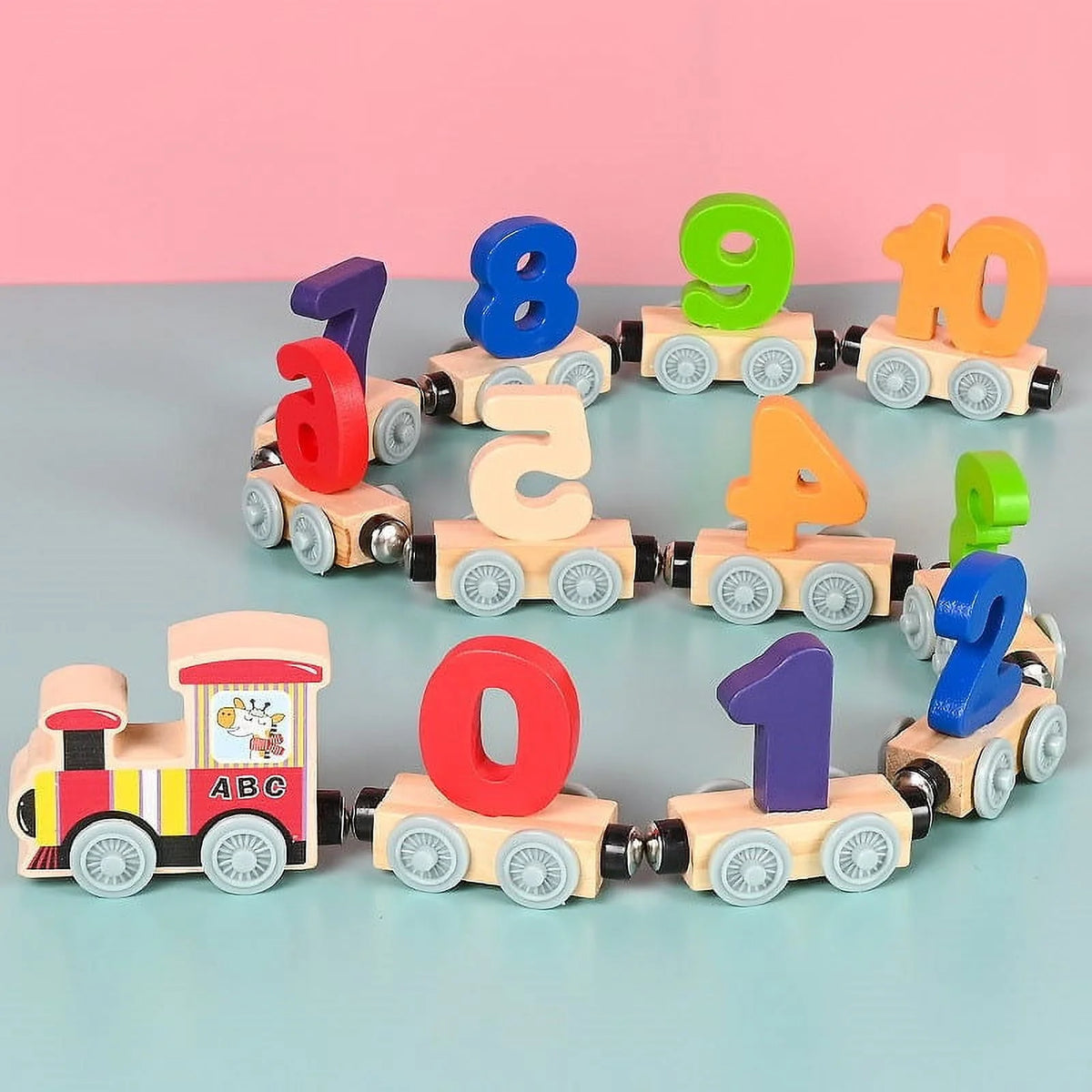 Wooden Magnetic Train Building Blocks Puzzle Toys U599644