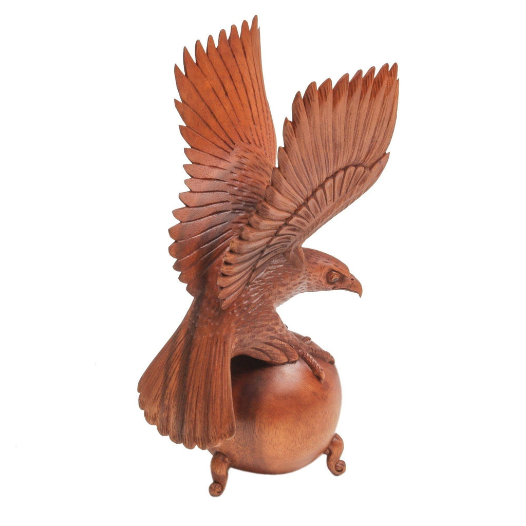Brown Wood Eagle Sculpture M303