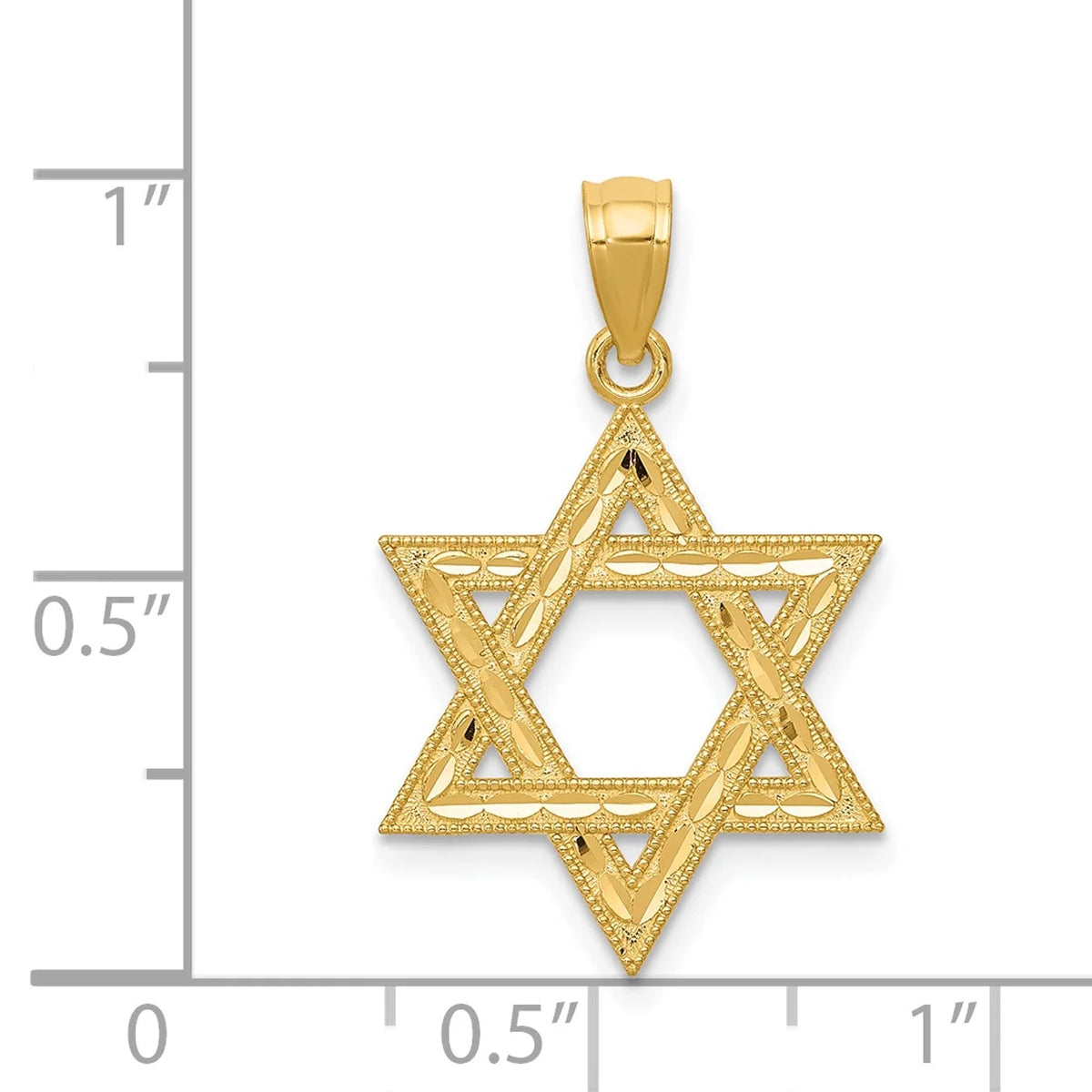 14K Yellow Gold Diamond-Cut Star Of David Pendant Charm with 10K Yellow Gold Rope Chain Necklace 16'' G9340