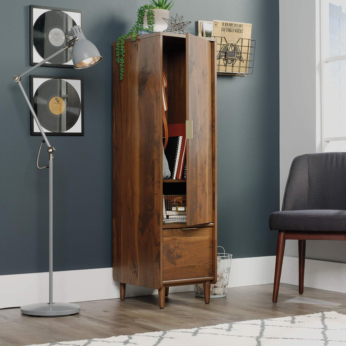 Storage Cabinet with File, Grand Walnut Finish N57958