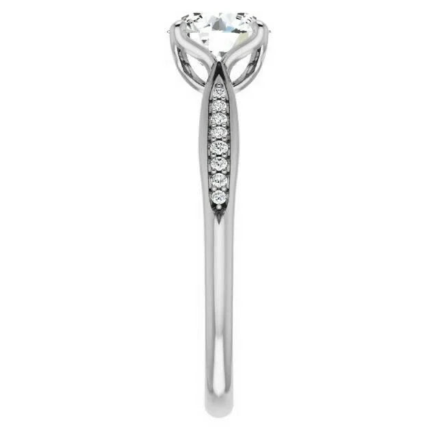 18K White Gold Plated Moissanite Solitaire Engagement Ring D47138