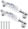 2 Pack 3-3/4 in Center-to-Center Glass Dresser Drawer Handles Chrome Metal Silver O692589