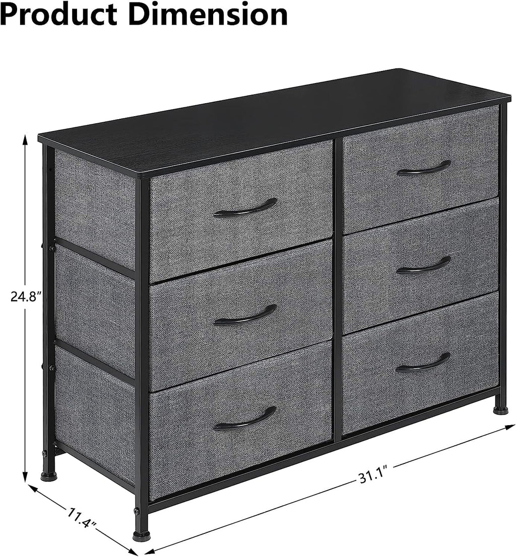 Gray 6 Drawer Wood Dresser J33424