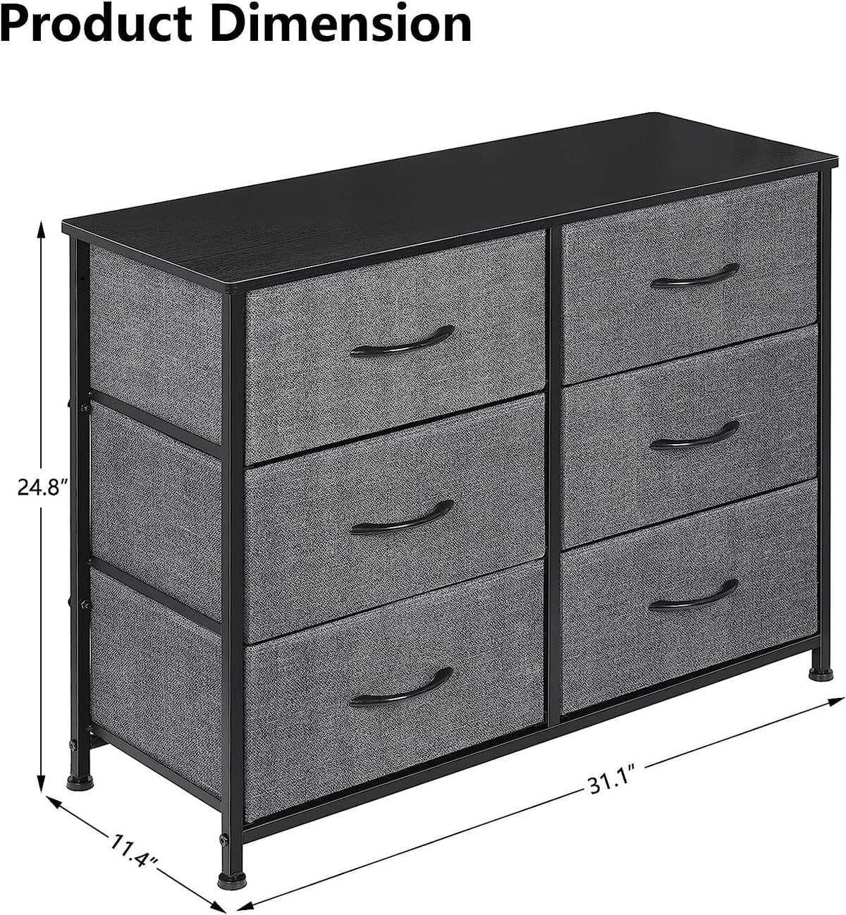 Gray 6 Drawer Wood Dresser J33424