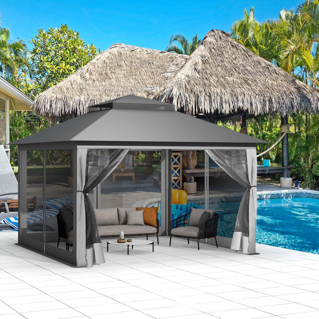 13 x 13 ft Pop up Gazebo Canopy Shelter with Mosquito Netting F72853