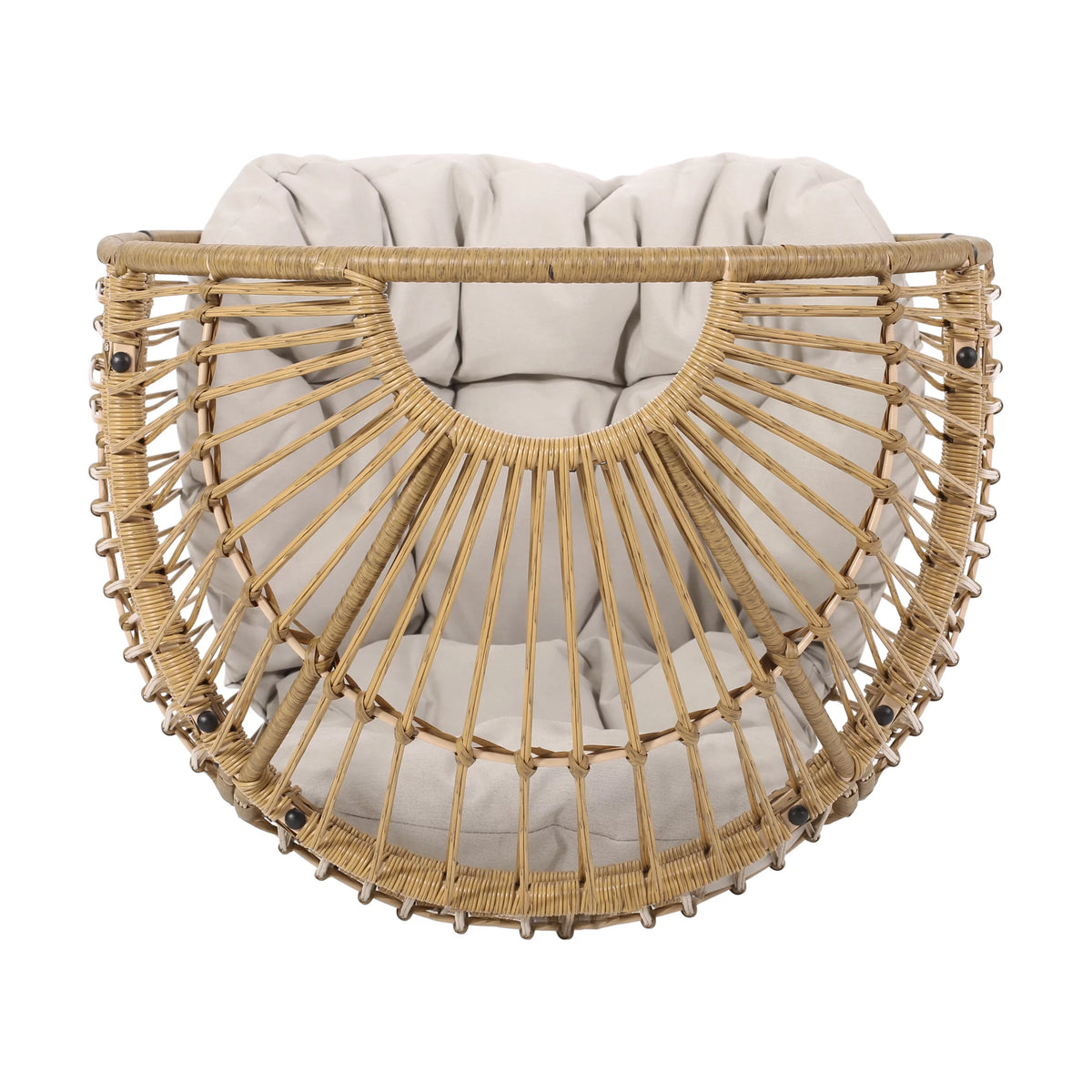Light Brown Wicker Swivel Egg Chair with Cushion M185