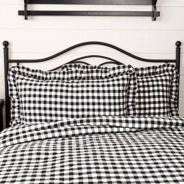 Black Check Ruffled Farmhouse Quilt Coverlet King U509647