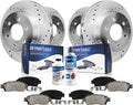 4WD 6-Lug Drilled & Slotted Rotors + Brake Pads 10pc Set U801388