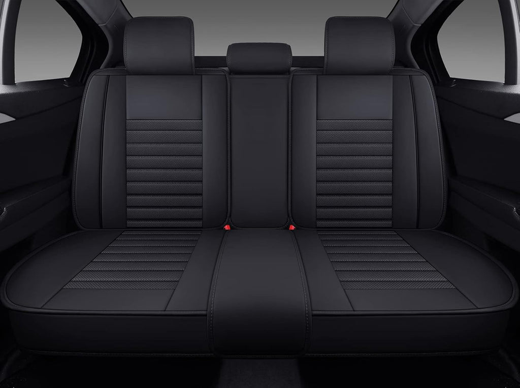 Black-Red Waterproof Leather Car Seat Covers, 5 Sets Full Seat F618894