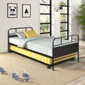 Metal Daybed Platform Bed Frame with Trundle Built-in Casters W572521