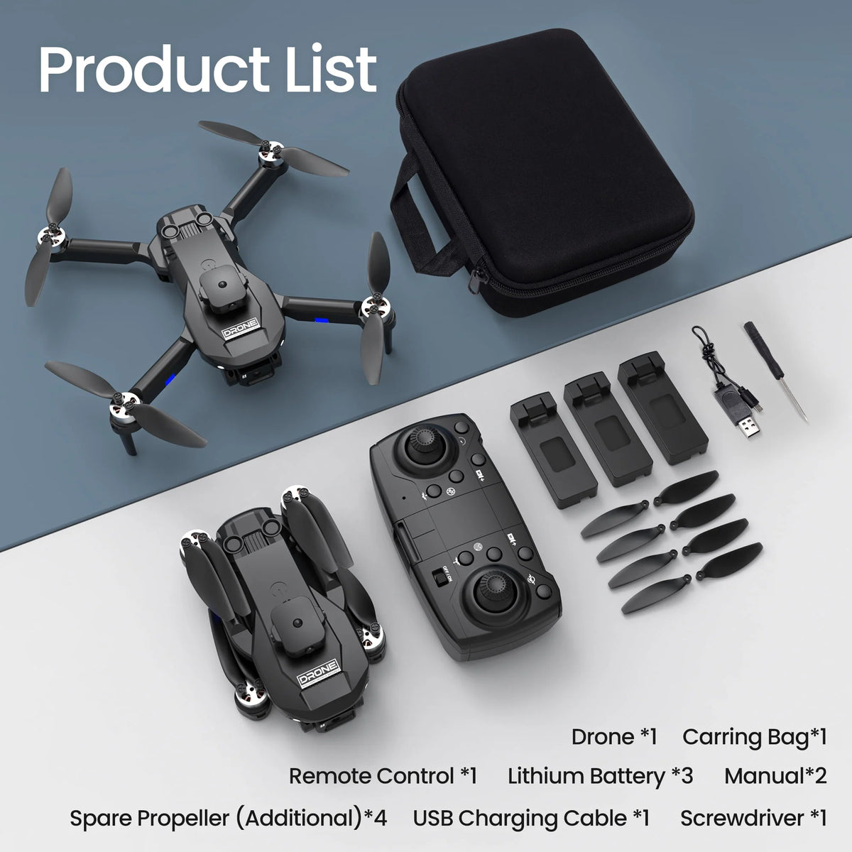 6K HD Camera Drone with 3 Batteries Black E410731