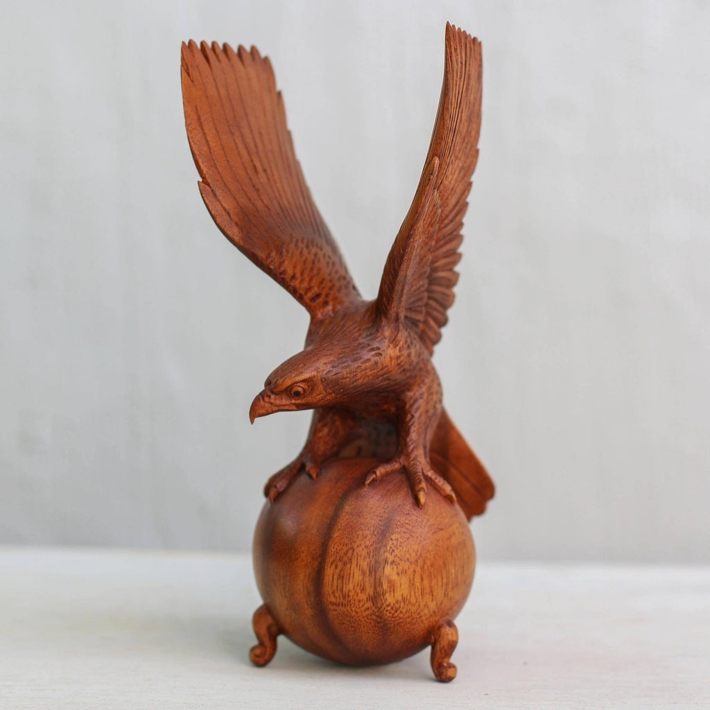 Brown Wood Eagle Sculpture M303